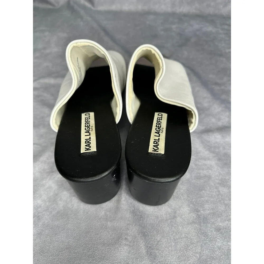 Women's Karl Lagerfeld Paris Lyric White Leather Platform Wedge Sandals Size 7